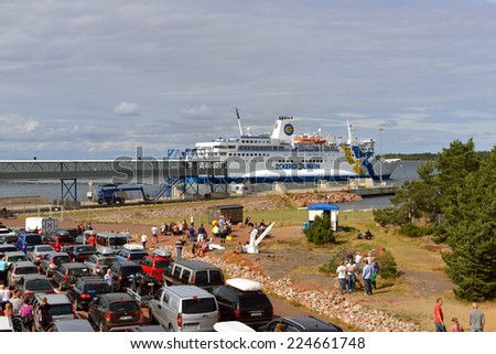 ALAND,FINLAND - AUG 17,2014:Eckero Line is Finnish shipping company owned by Aland-based Eckero. It operates two ferries (for passenger traffic,for cargo) between Helsinki (Finland), Tallinn (Estonia)