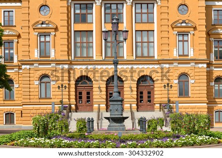 OULU, FINLAND - JULY 13,2015:Oulu City Hall is seat for municipal government. Neo-renaissance style city hall was designed by Stenberg in 1885. Third floor was added and major changes made in 1920