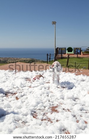 SARDINIA, ITALY - JULY 5, 2014. Foam Party on a resort in Sardinia, Italy. Group of people enjoying in drinking, dancing and music.