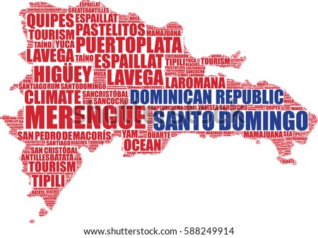 Dominican Republic map silhouette vector tag cloud