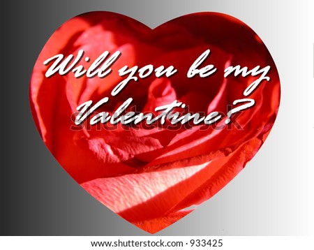 Cute Romantic Rose heart message card reading will you be my valentine
