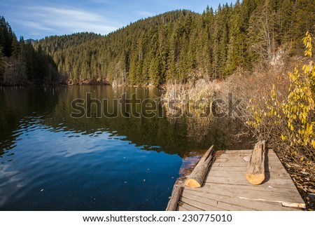 Lacul Rosu the Red Lake or Killer Lake, Eastern Carpathians, Romania