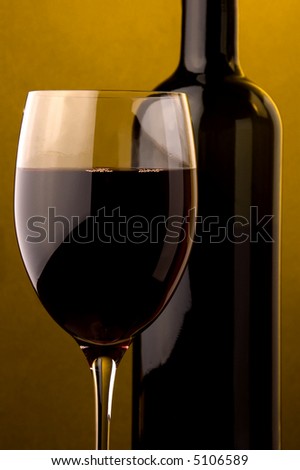 red wine details glass and bottle
