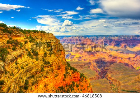 Grand Canyon, Arizona USA. This was processed using hdr techniques to bring out more vivid colors in both skies, highlights and shadows.