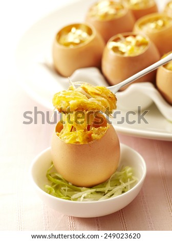 Chinese dishes,Steamed egg with Gold