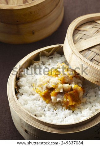 Chinese dishes,Pumpkin ribs steamed rice