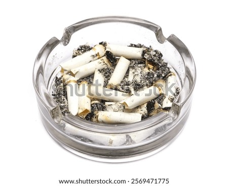 Similar – Image, Stock Photo Round glass ashtray with butts of cigarettes and colorful autumn leaves on a rustic wooden table with grain in autumn in the alleys of the old town of Detmold on the Teutoburg Forest in East Westphalia Lippe