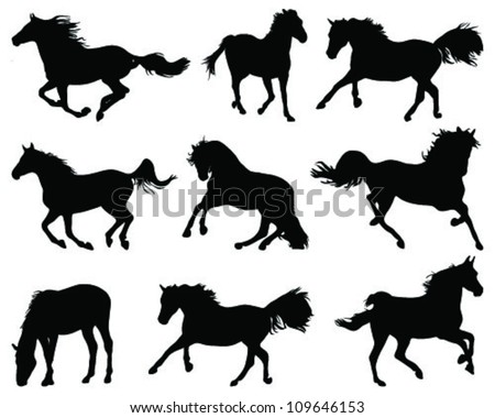 Silhouettes Of Horses 2 -Vector - 109646153 : Shutterstock