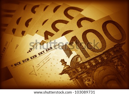 The money euro. Bundle of bank notes