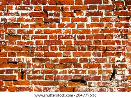 Old wall of brick close-up, natural texture
