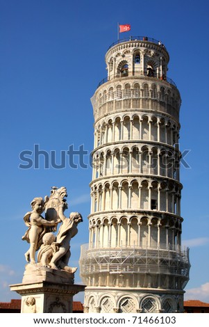 Italian city Pisa. The learning tower - La torre pendente di Pisa