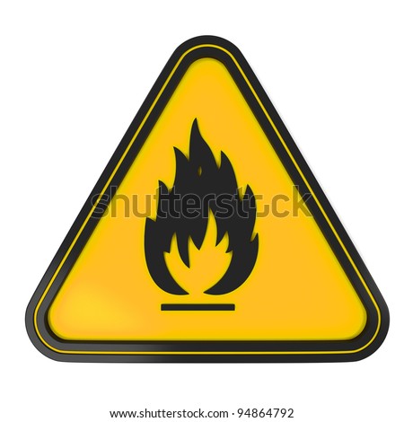 Black Triangle Flammable Substances Sign On Yellow With White ...