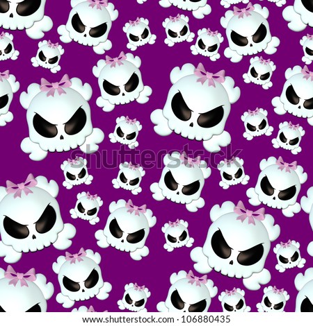 Girly Skullz: Emo Skulls With Pink Bows On A Background Of Purple ...