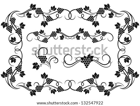 Decorative Grape Vine Elements For Design Stock Vector Illustration ...