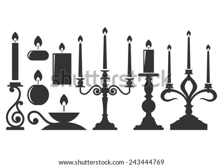Set of silhouette candles.