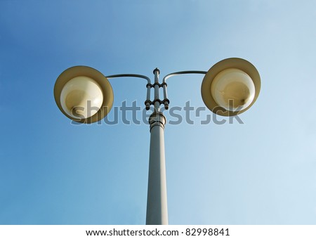 Street light against a blue sky background