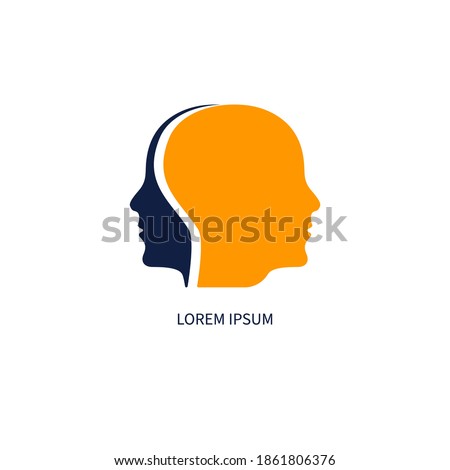 Psychology icon. Two male profiles. Logo therapy. Psychologist, psychotherapist symbol. Empathy sign