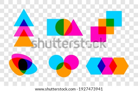 Set of geometric abstract intersecting shapes. Graphic design elements, for logos, icons, signs and symbols