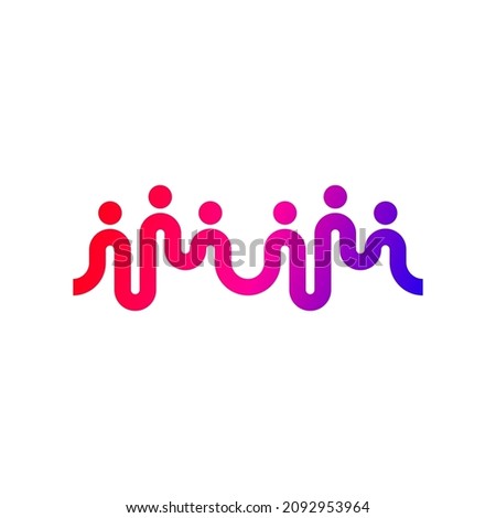 Connect of people concept. Teamwork icon, team concept. Happy people abstract sign. Business people logo. Community icon. Communication line icon