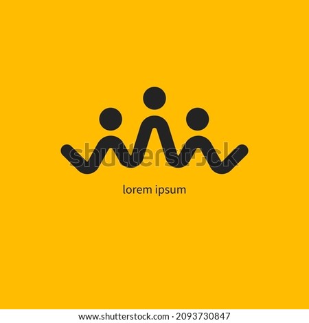 Business people line logo. Abstract group icon. Together concept. Workteam linear modern symbol. Networking sign. Friendship vector minimal illustration