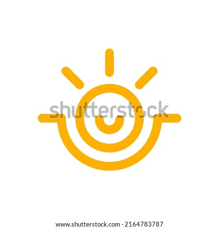 Sun character, yoga line logo. Happy smiling sun icon. Positive vector symbol, good morning