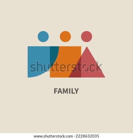 Family, friends geometric minimal logo. Teamwork concept, group icon
