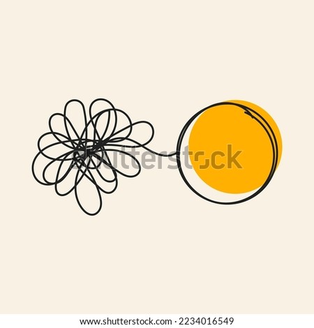 Help, life coaching, mentoring, problem solving, abstract hand drawn icon, business problem solving concept, consulting. Tangle and untangle circle. Vector illustration