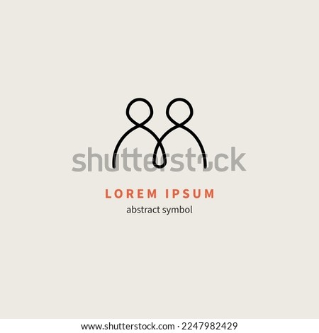 People linked in chain abstract line logo, business icon. Geometric shape linear vector people