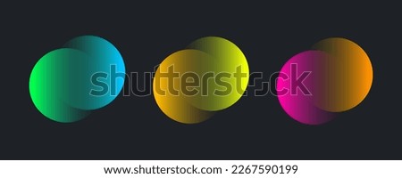 Transparent gradient graphic design element, abstract circles. Connected round shapes for corporate identity. Company logo. Abstract transparent symbol of connected circles