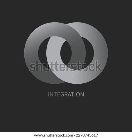 Integration, interaction sign. Round business concept. Interact logo, minimal business icon. Abstract circles