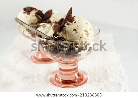 Cappuccino ice cream with chocolate
