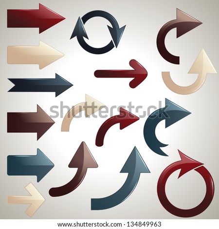 vector set of shiny arrows , fully editable eps 10 file,  transparency effects