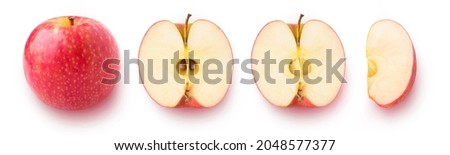 Similar – Image, Stock Photo Half apple in row with whole apples