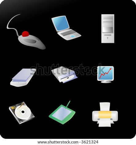 Set Of Various Computer Related Items Stock Vector Illustration 3621324 ...