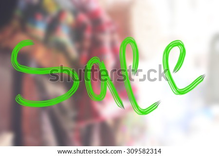 Sale and shopping poster. Text on blurred colorful background