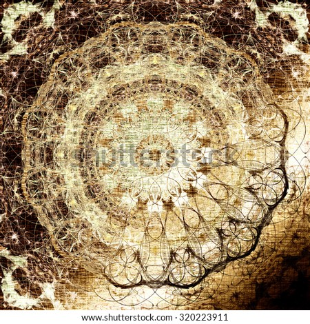 Gold oriental pattern, metallic circle with traditional elements. Elegant luxury texture for wallpapers, advertisement, page fill, book covers etc. Boho textile background