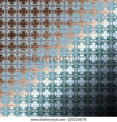 Metallic copper and blue royal pattern, traditional elements. Elegant luxury texture for wallpapers, advertisement, page fill, book covers etc. Boho textile background