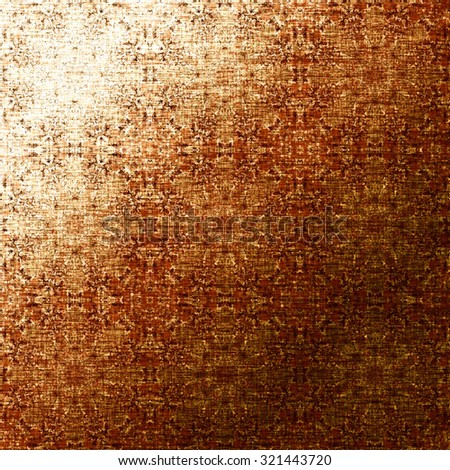 Copper oriental pattern, indian traditional elements. Metallic foil. Royal texture for textile, wallpapers, advertisement, page fill, book covers etc. Boho metallic fabric background