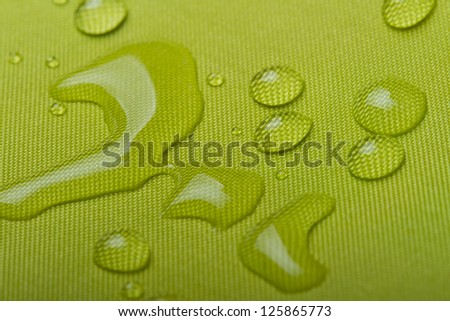 water drops on a waterproof fabric