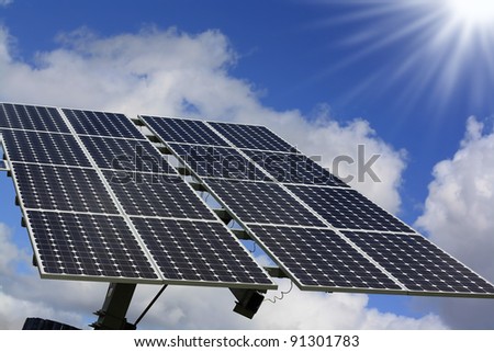 solar battery against the blue sky