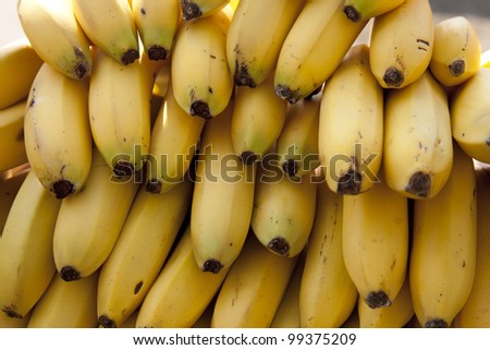 Bunch Of yellow Ripe Bananas At A Street Market