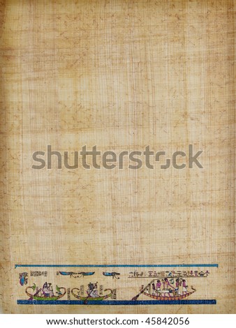 letter shaped sheet of Egyptian papyrus paper, with a traditional burial scene