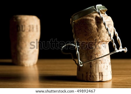 Cork Bottle Stoppers on Wood
