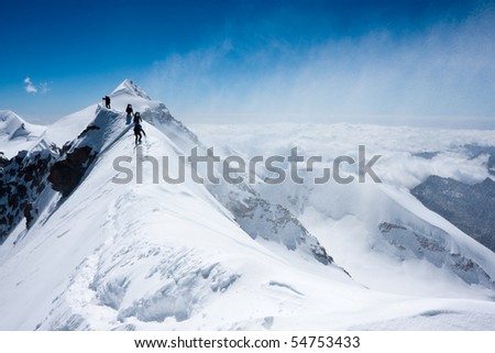 Similar – Image, Stock Photo Snowy mountain ridge in winter