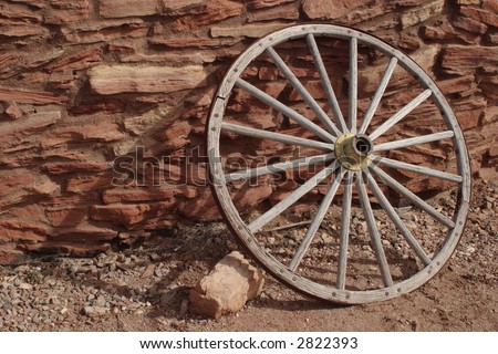 Wagon Wheel and Shadow at the Hopi House - Grand Canyon National Park