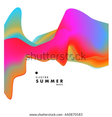 Electronic music festival and electric summer wave poster. Club party Poster design and event. Abstract gradients flux effect and waves music background.