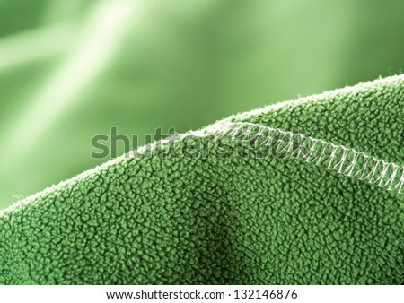 Green soft synthetic fleece from sport clothing