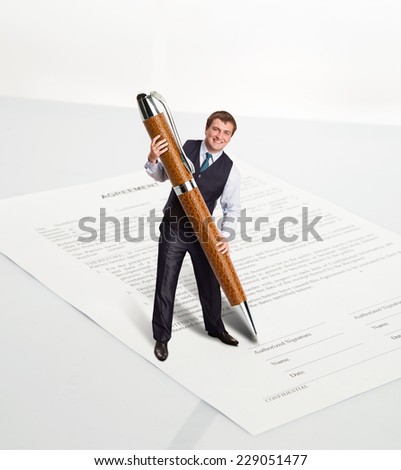 Man with a big pen