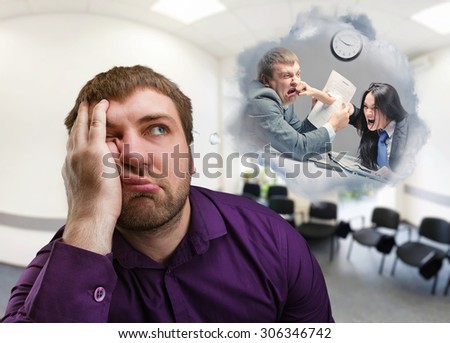 Frustrated man thinks about fighting