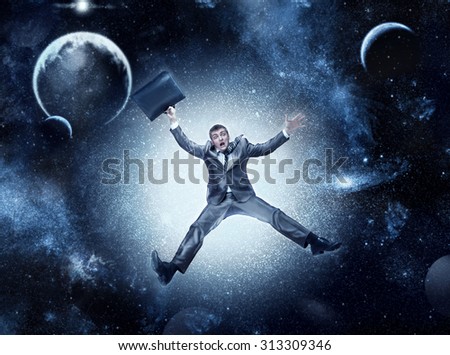 Businessman in space